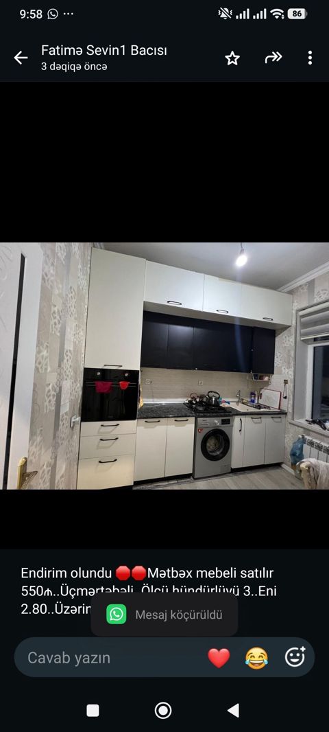 Endirim olundu Mətbəx mebeli satılır 550₼. Üçmərtəbəli. Ölçü — Bakı