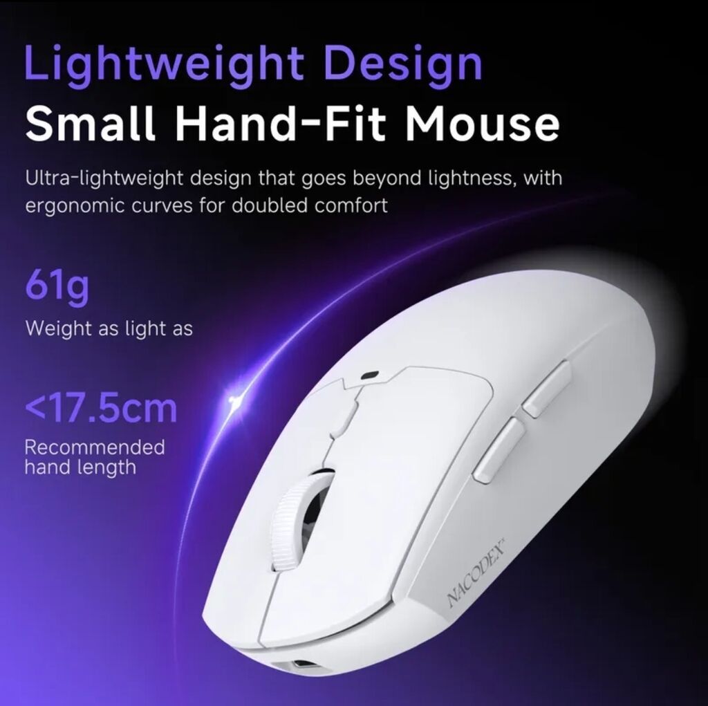 Yeni Nacodex NJ11 Kablosuz Gaming Mouse (Tri-Mode, 12800 DPI, 61g) — Klaviaturalar və siçanlar, Digah (5)