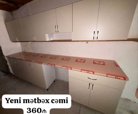 Yeni mətbəx mebeli dəsti - Ümumi ölçü: 3.03 m - Rəng: açıq bej - Üst — Bakı