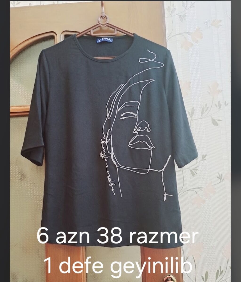 Qadın geyimləri – 3 ədəd köynək/bluz kolleksiyası 1) Açıq bej düyməli — Köynək, Bakı (3)