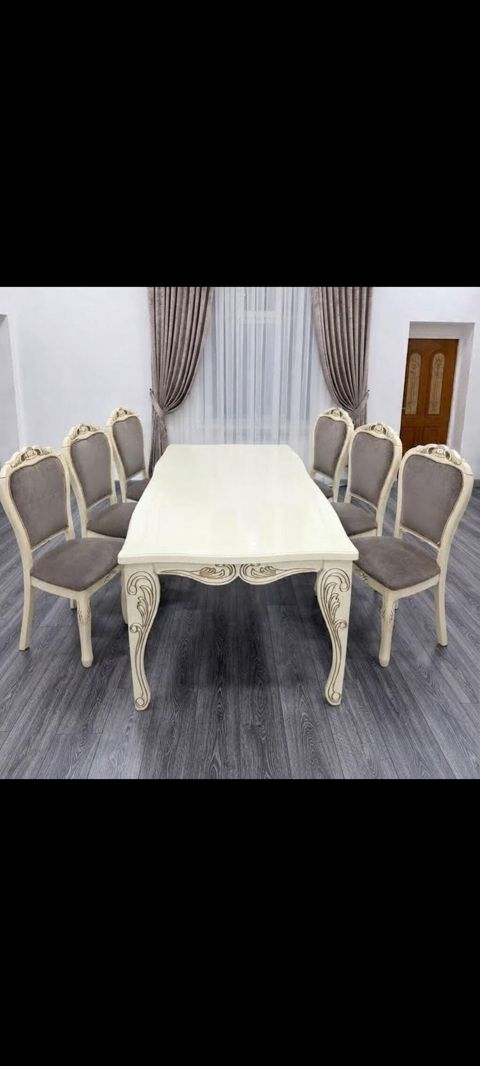 Qonaq otağı üçün, İşlənmiş, Dördbucaq masa, 6 stul — Bakı