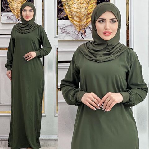 Qadın dini geyimi A-70, xaki, ştapel, ölçü 54 — Bakı
