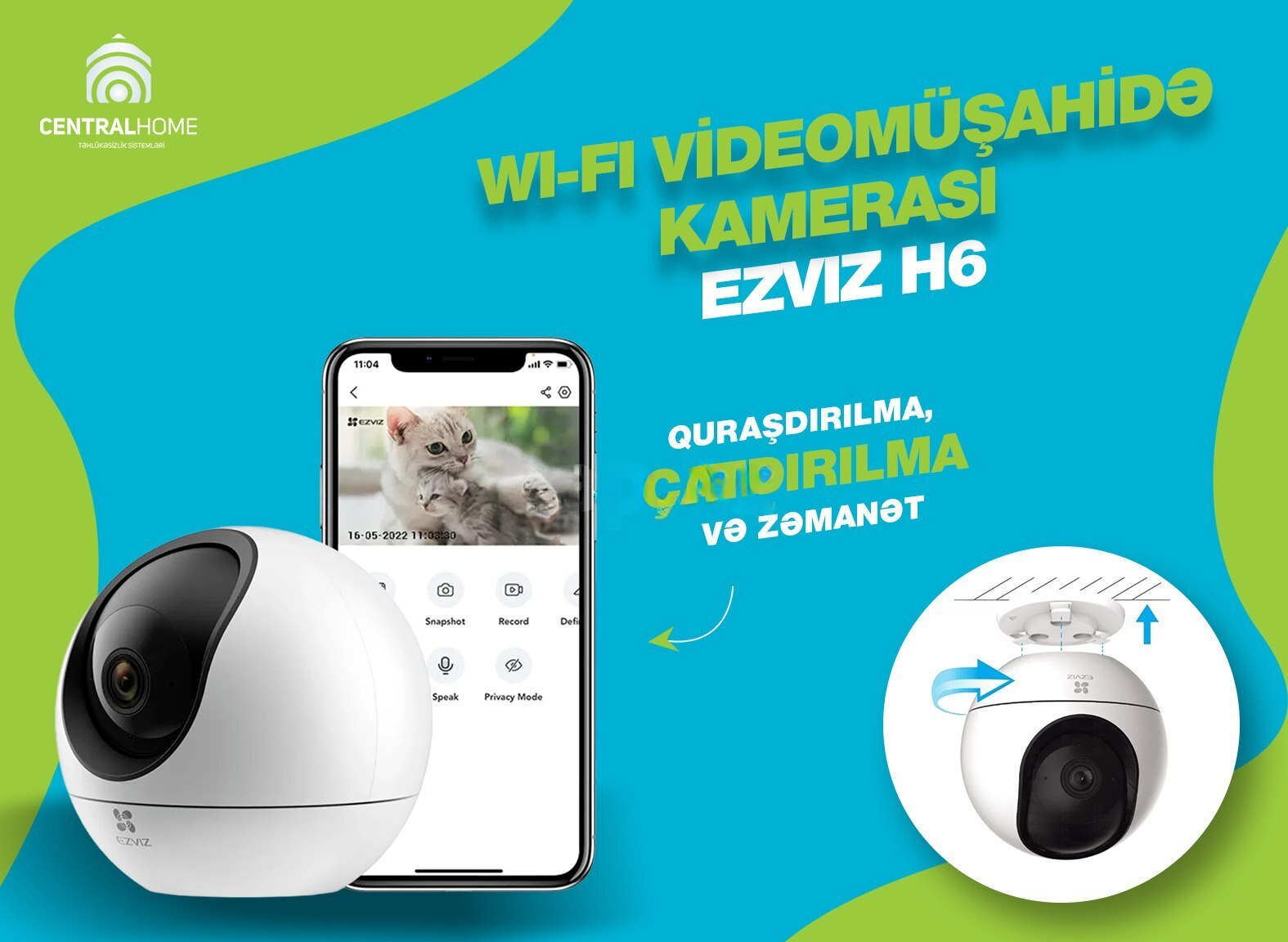 Videomüşahidə kamerası Ezviz H6c Pro 4MP — Mallar, Bakı