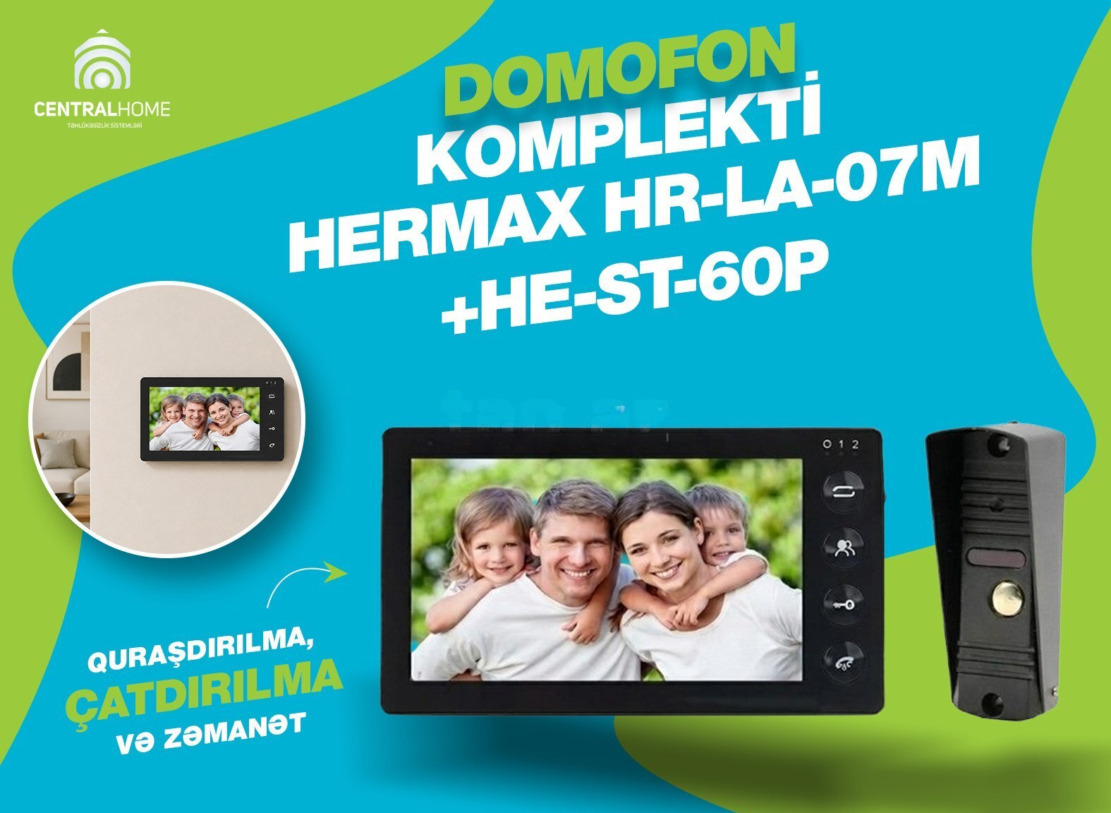 Domofon komplekti Hermax HR-LA-07M + HE-ST-60P — Mallar, Bakı