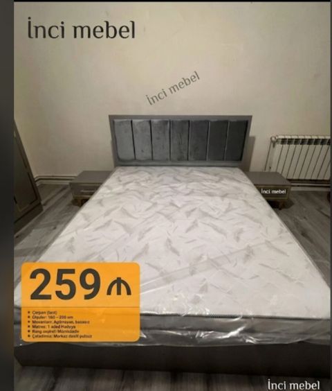 Yataq dəsti – “İnci mebel” - Ölçü: 160×200 sm - Karkas: ağac/MDFlam — Bakı
