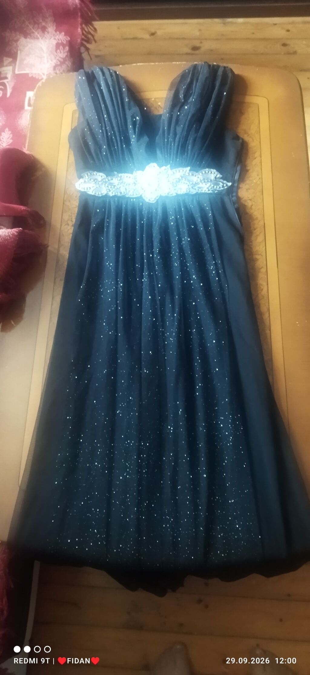 Qara rəngli uzun axşam/libas - Model: maxi uzunluqda, A-kəsim siluet — Axşam paltarları, Saray (5)