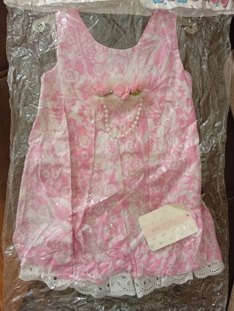 Qız uşaqları üçün çiçək naxışlı paltar - Rəng: Açıq çəhrayı və ağ — endirimli .yeni..baby shop