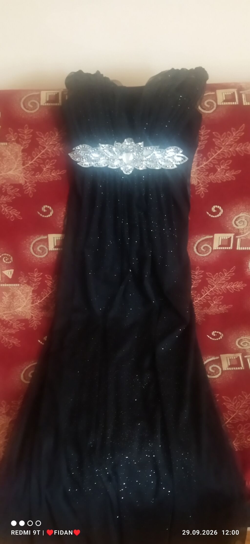 Qara rəngli uzun axşam/libas - Model: maxi uzunluqda, A-kəsim siluet — Axşam paltarları, Saray (2)