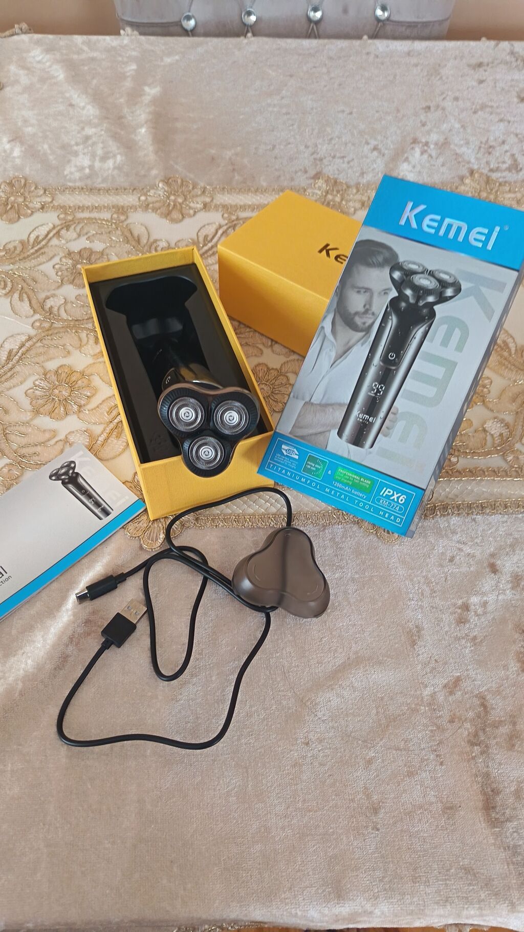 Kemei KM-774 elektrik üz Qırxan. Yenıdı. - 3 fırlanan başlıqlı — Usturalar, trimmerler və epilyatorlar, Digah (3)