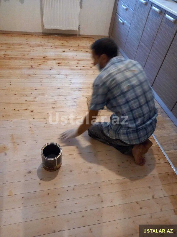 Polun yonulub laklanması — Döşəmə və tavan işləri, Bakı