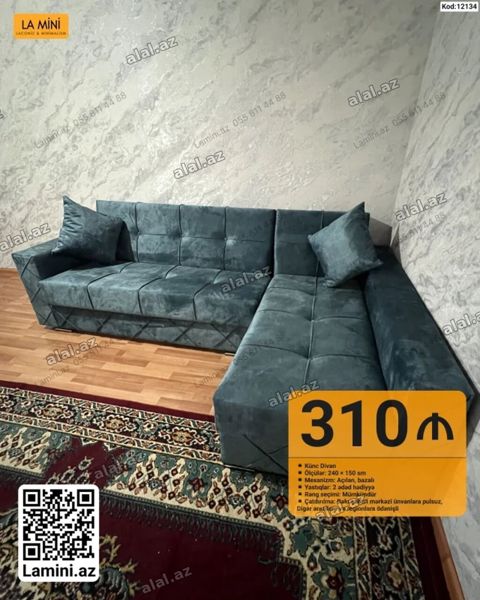 Künc divan – La Mini - Ölçülər: 240 150 sm - Mexanizm: açılan — Bakı