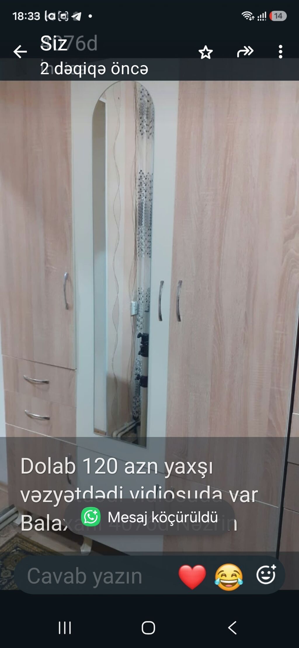 Dolab 120 azn yaxşı vəzyətdədi vidiosuda var Balaxanı 4076d Nəzrin — Şkaflar, Bakı
