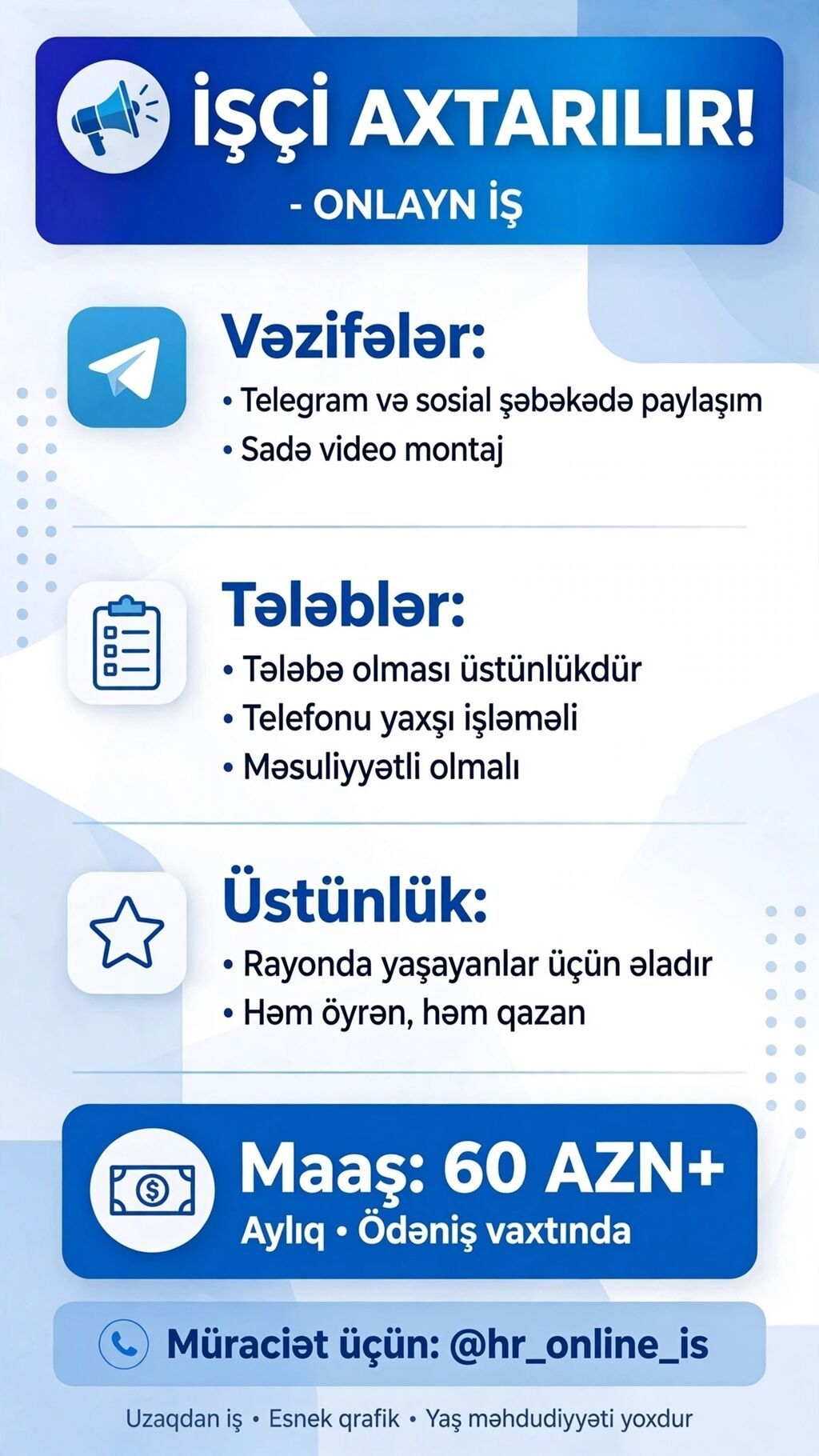 SMM menecer tələb olunur, İstənilən yaş, Təcrübəsiz — Marketing, reklam, PR, Tovuz