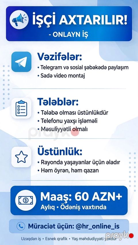 SMM menecer tələb olunur, İstənilən yaş, Təcrübəsiz — Tovuz