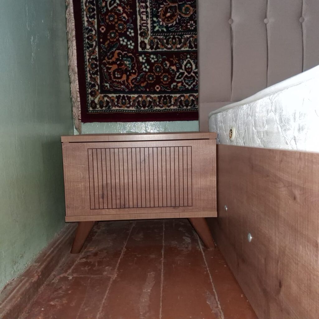 İki nəfərlik yataq dəsti - Düz xəttli, yumşaq süngərli başlıq: krem — Yataq otağı mobilya dəstləri, Digah (2)