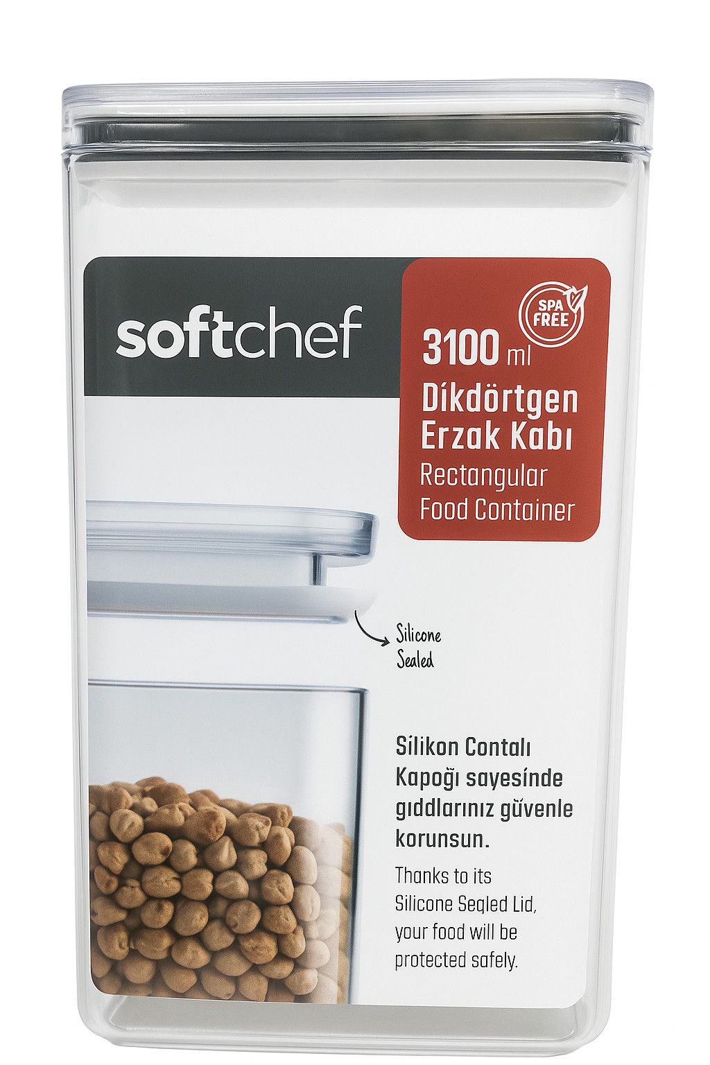 Saxlama qabı Soft Chef, plastik, şəffaf, 3100 ml — Mallar, Bakı
