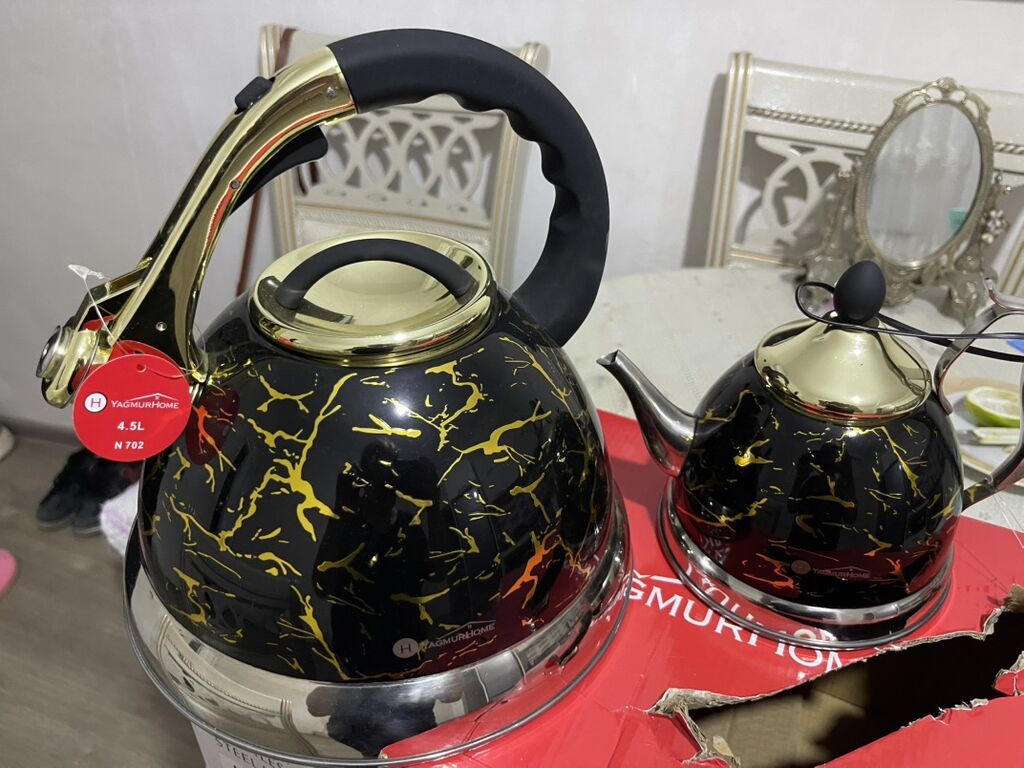 Çay dəsti, rəng - Qara, Metal — Süfrə qabı, Xırdalan