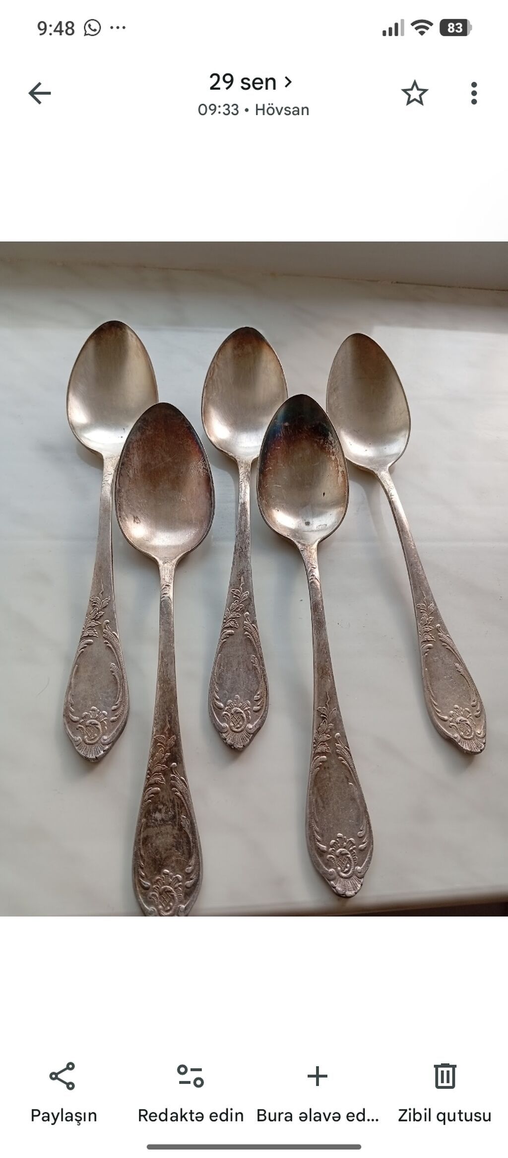 Qədimi qaşıqlar satılır 1960-1970 illərə aiddir — Qaşıq, çəngəl, bıçaq, Bakı