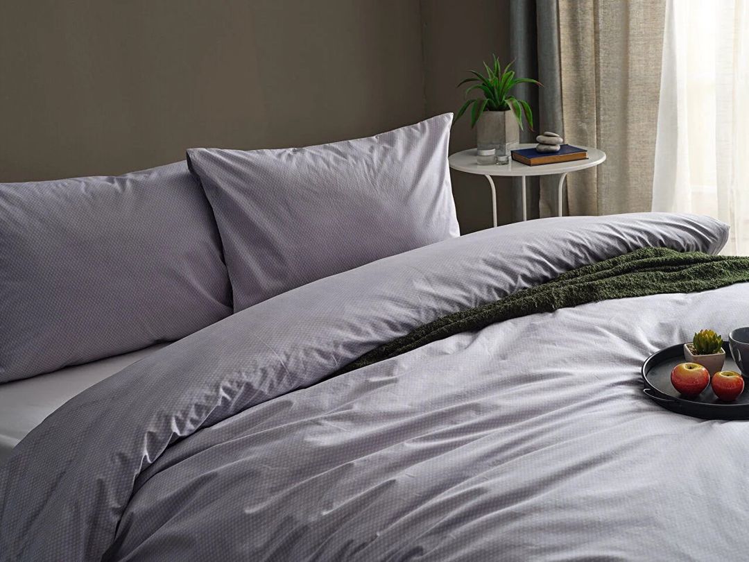 Yataq dəsti Doqu Home Dreamlife, yorğan üzü 160x220 sm, mələfə 160x240 sm, 1 əd yastıq üzü 50x70 sm, bir yarım, рambıq, boz — Mallar, Bakı (3)