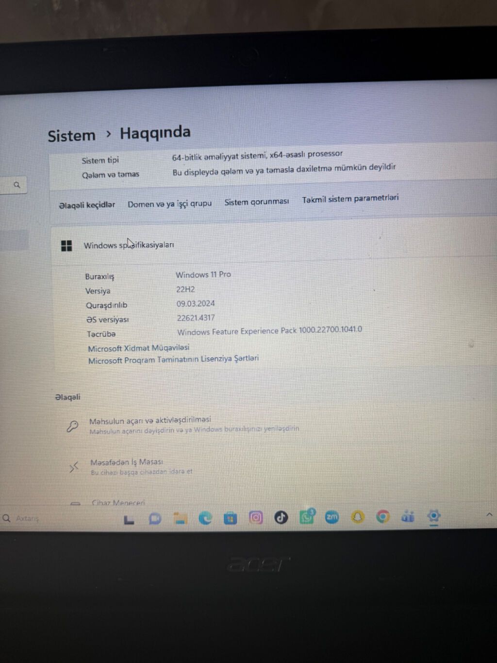 Acer Aspire ES-576G noutbuku Texniki göstəricilər: - Model: Acer — Acer, Bakı (5)