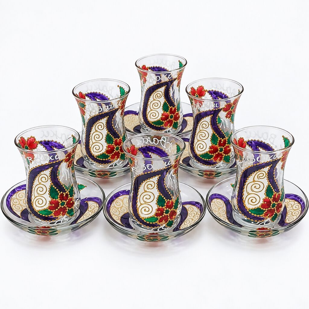 Çay dəsti, Şüşə, 6 nəfərlik, Türkiyə — Süfrə qabı, Bakı (2)