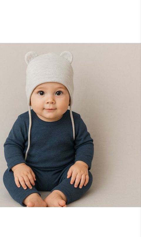 Papaq 2872095, Açıq boz, Pambıq, ölçü 6-12 ay — Bakı