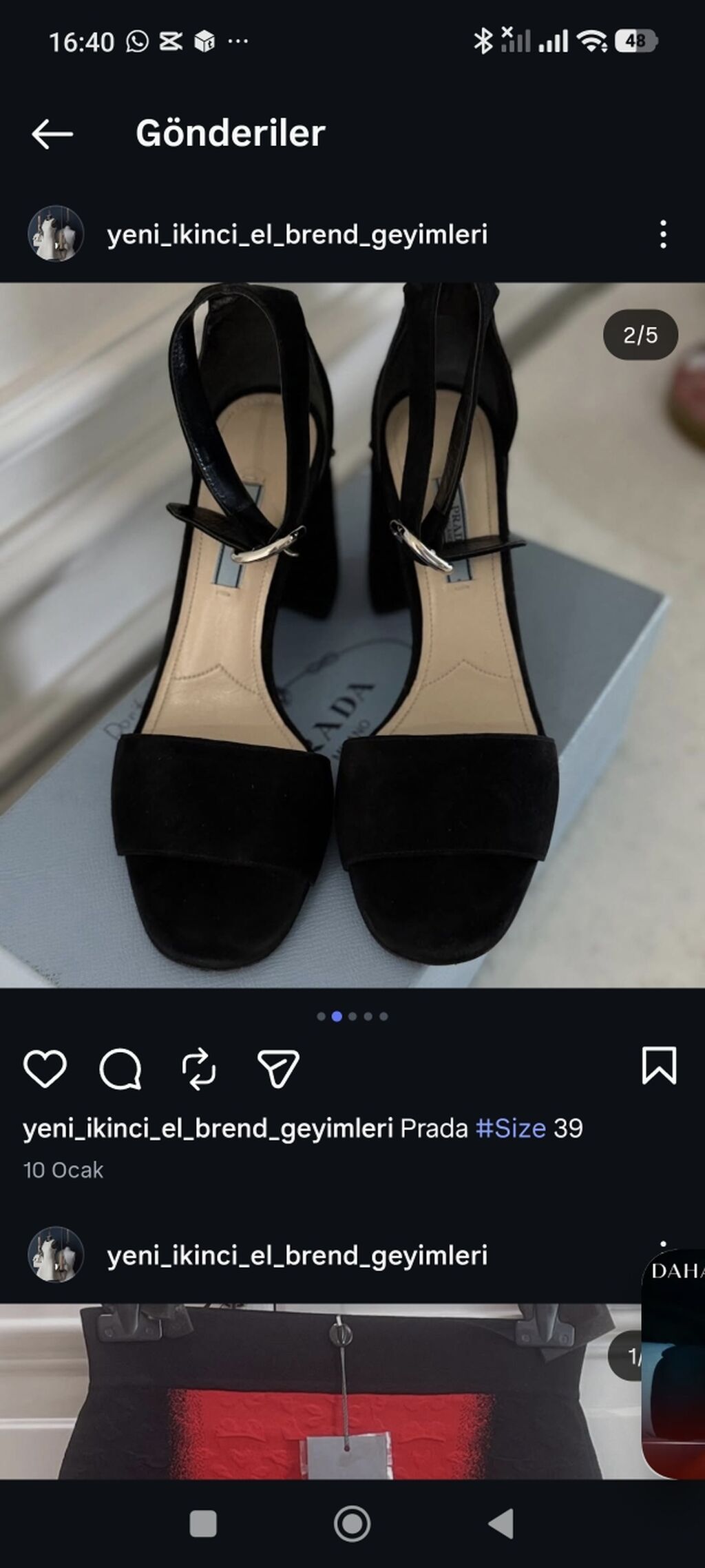 Prada qadın sandaleti - Rəng: qara - Material: zərif süet üst hissə — Sandal, Bakı (3)