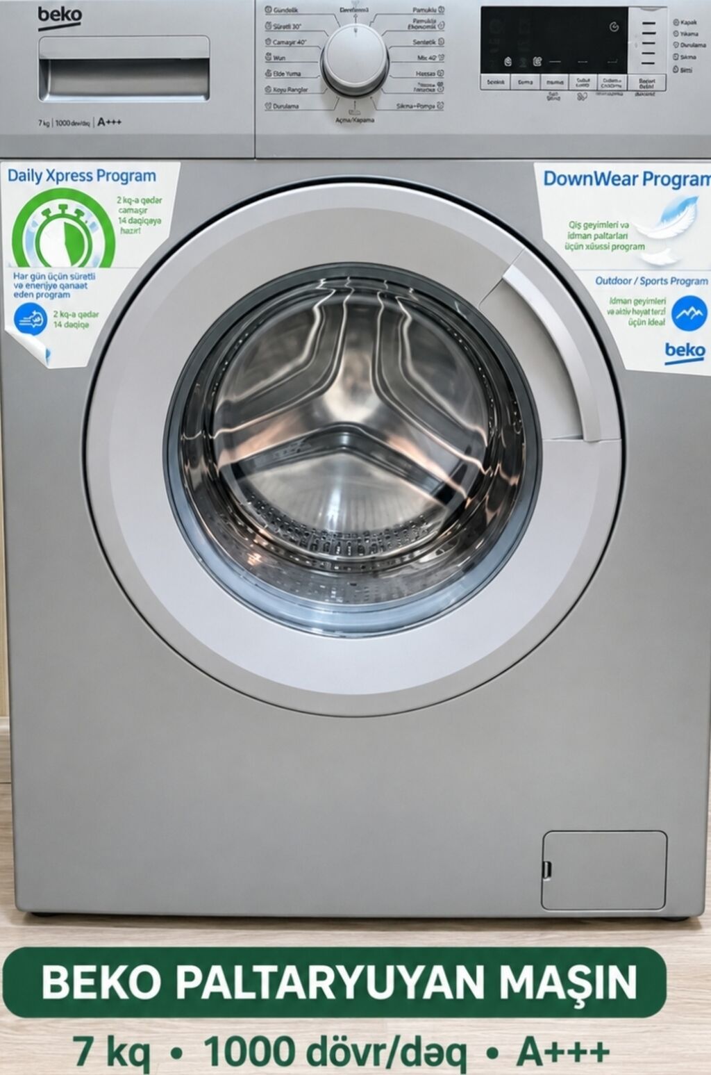 Qiymətdə razilaşmaq olar Beko paltaryuyan maşın – 7 kq tutum, 1000 — Çamaşır maşınları, Bakı