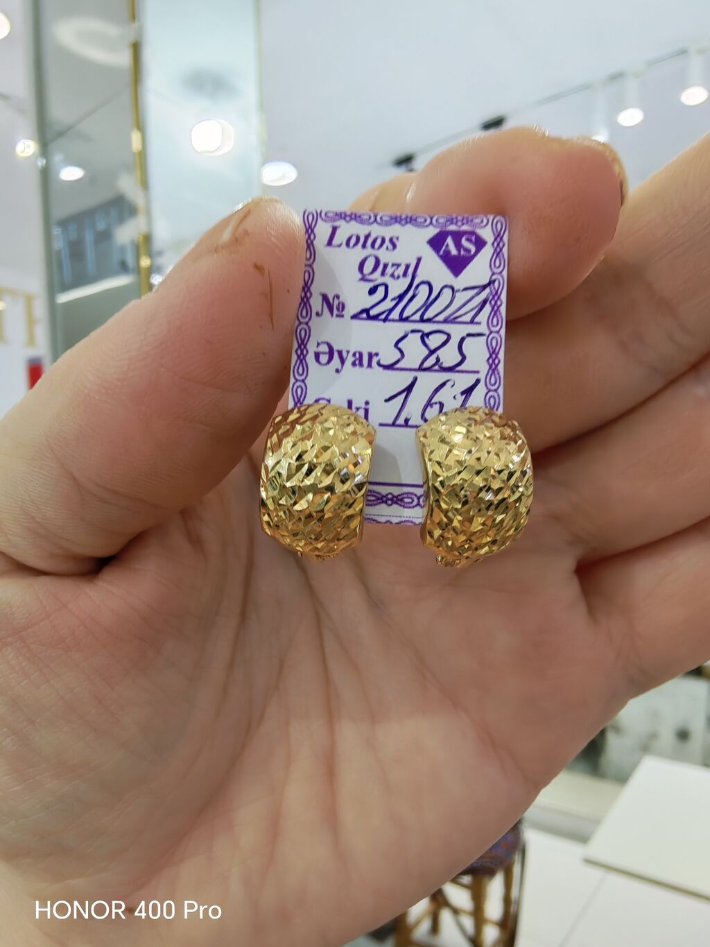 Sırğa, Sarı qızıl, 585 Əyar, 161 g — Sırğa, Bakı (4)