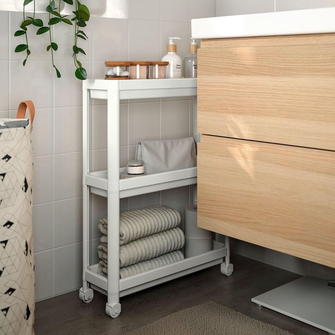 Təkərli rəf IKEA Vesken, ağ, polipropilen, 54x18x71 sm — Mallar, Bakı (3)