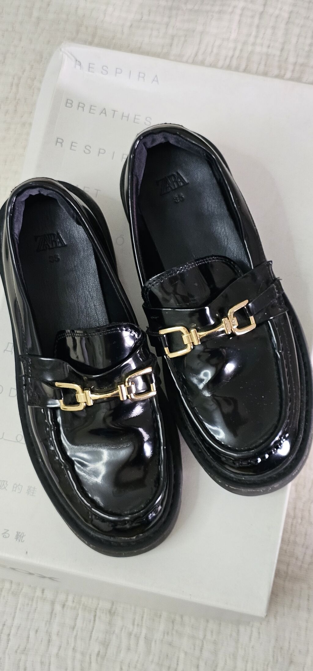 Zara qadın loaferləri - Model: klassik loafer - Rəng: parlaq qara — Mokasin, Bakı