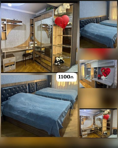 *1100₼ gənc ikili yataq mebeli satılır*‼ Televizor 1,50metr 2 yazı — Bakı