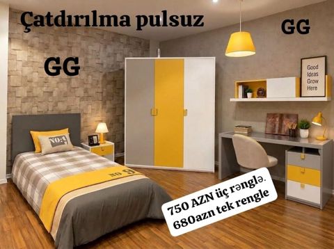 Gənc otağı mebel dəsti - Komplet: tək nəfərlik çarpayı üçün başlıq — Mehdiabad