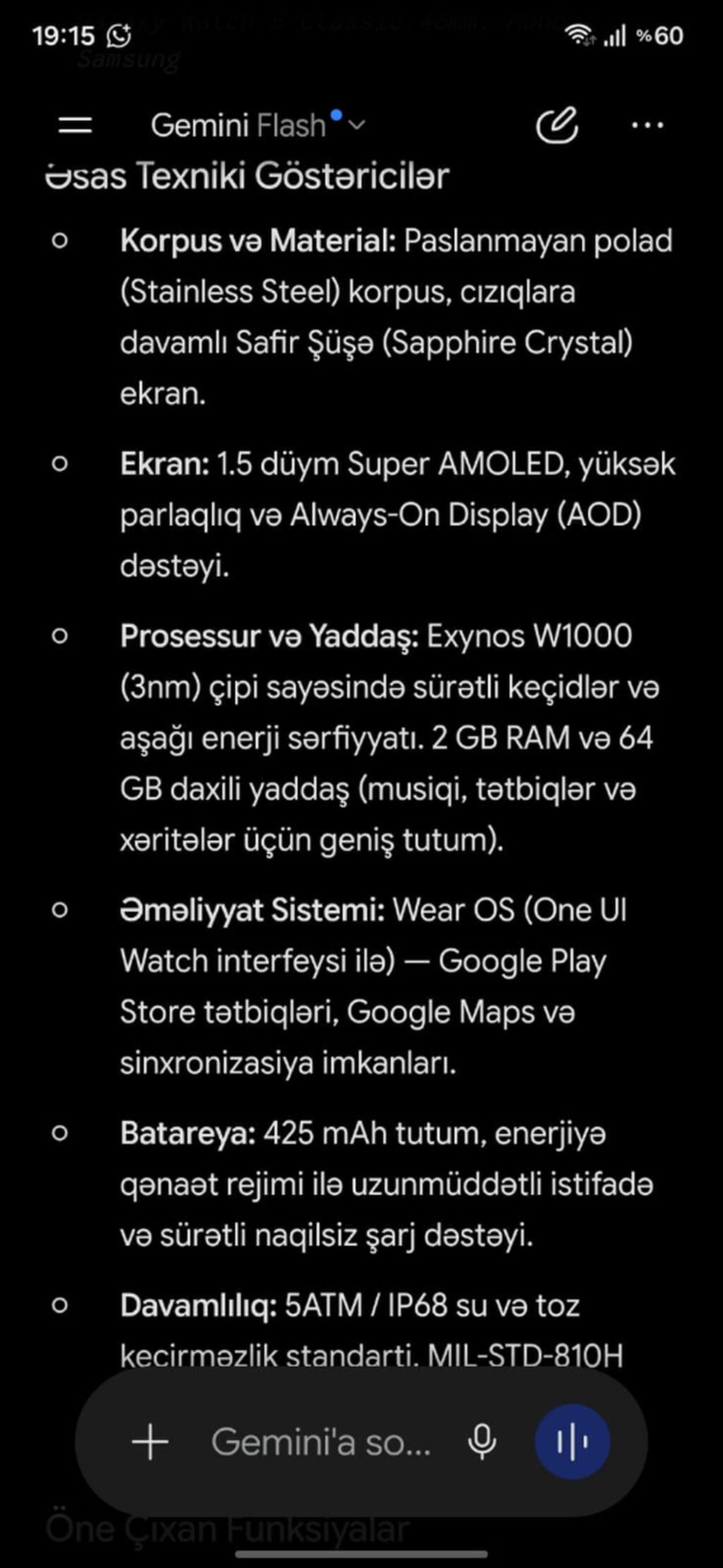 Samsung galaxy watch 8classic 46 mm Satılır ideal haldadı. 2/64gb — Ağıllı saatlar, Bakı (2)