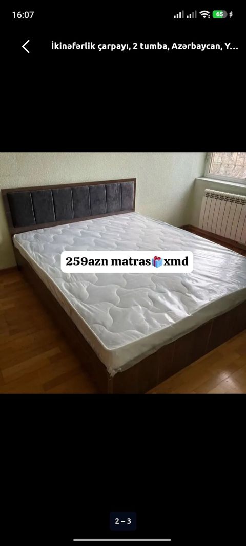 Yeni, İkinəfərlik çarpayı, Bazasız, Matras ilə, Siyirməsiz, Azərbaycan — Digah