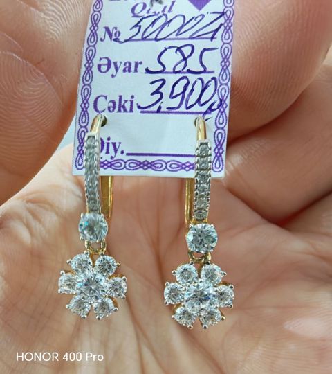 Sırğa, Sarı qızıl, 585 Əyar, 3900 g — Bakı