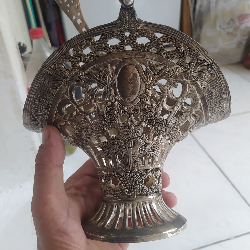 Metal dekor qablar dəsti - Material: tökmə metal (gümüşü/bronz — Süfrə qabı, Bakı