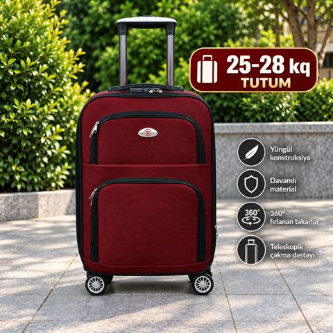Çamadan, tünd qırmızı, parça, 25-28 kq, ölçü 2XL — Bakı