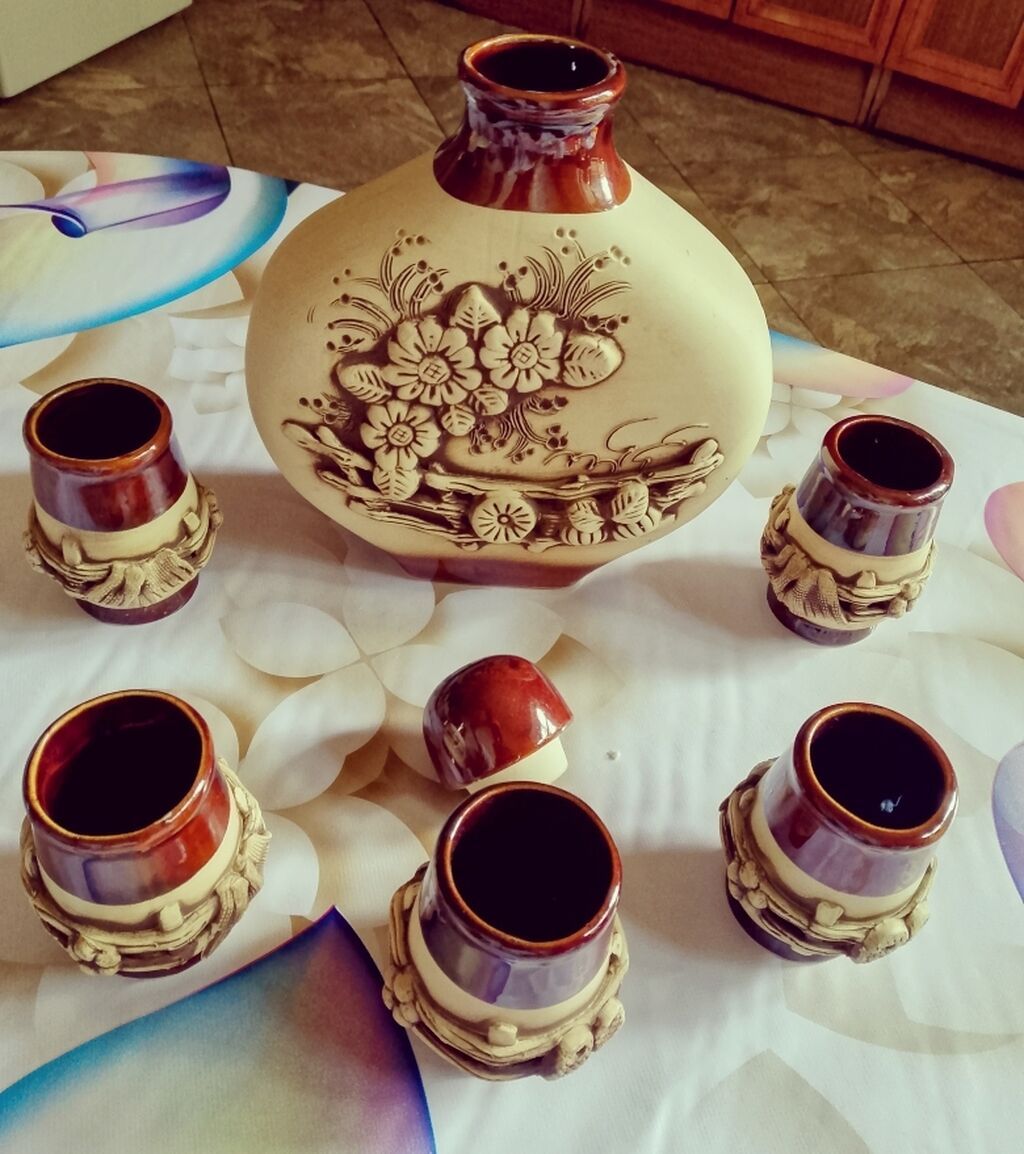 Əl işi keramika içki dəsti - Tərkibi: 1 ədəd qapaqlı keramika — Süfrə qabı, Digah (3)