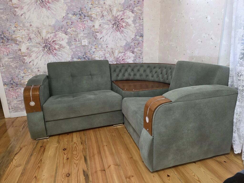 Künc divan dəsti - 3 hissəli L-forma: iki geniş oturacaq modul və — Yumşaq mobilya dəstləri, Bakı (4)