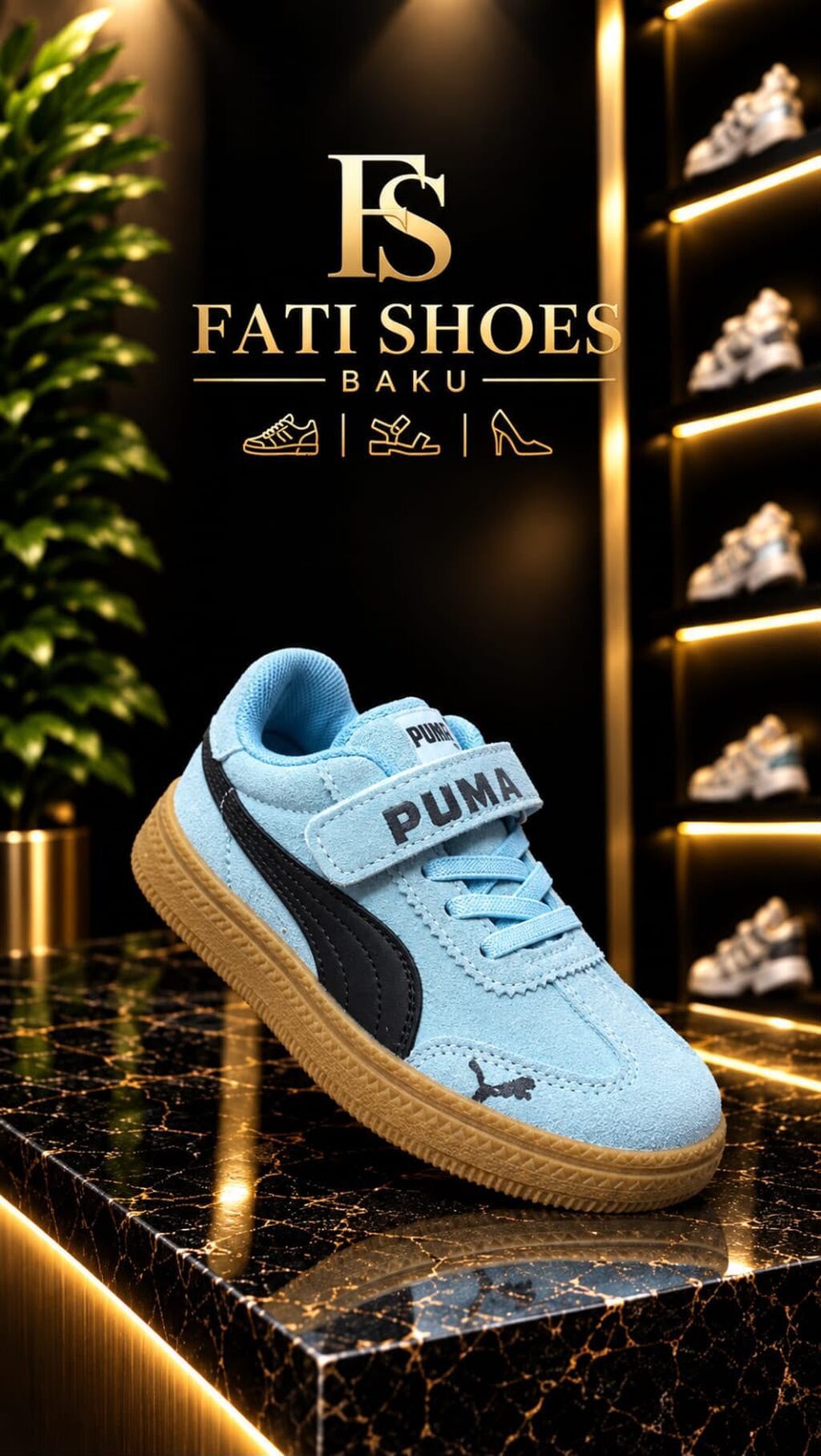 Uşaq idman ayaqqabısı – Puma - Rəng: açıq mavi üstlük, qara yan — Uşaq ayakkabısı, Mehdiabad