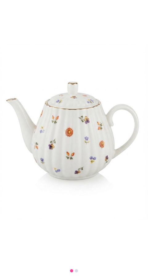 Dəmləmə çaydanı 12176, çini, ağ güllü, 900 ml — Bakı