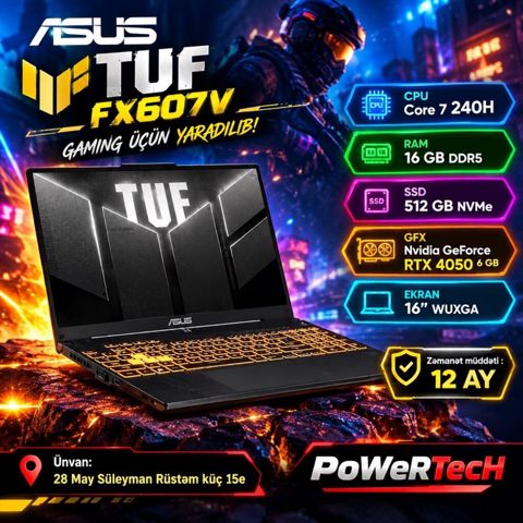 Yeni ASUS TUF Gaming, 16 Intel Core i7, 512 GB, Pulsuz çatdırılma, Rayonlara çatdırılma, Ödənişli çatdırılma — Bakı