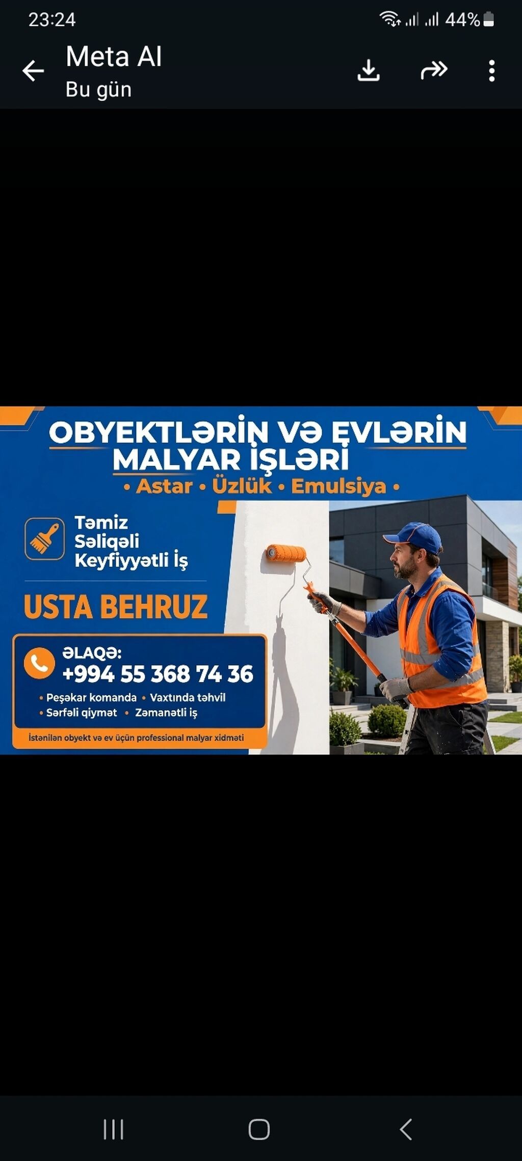 Obyektlərin və evlərin malyar xidmətləri Usta Behruz tərəfindən — Boya işləri, Bakı