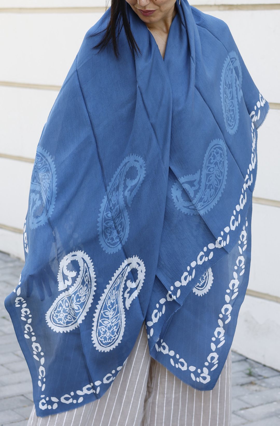 Kəlağayı Izim KG00101, ipək, göy, ölçü 150x150 sm — Mallar, Bakı (3)