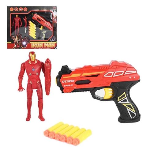 Oyuncaq silahı Iron Man Tapanca dəsti, plastik, 3+ yaş, 1 ədəd Iron Man fiquru, 1 ədəd dart tapança, 6 ədəd yumşaq dart gülləsi - TM0812B-37 — Bakı