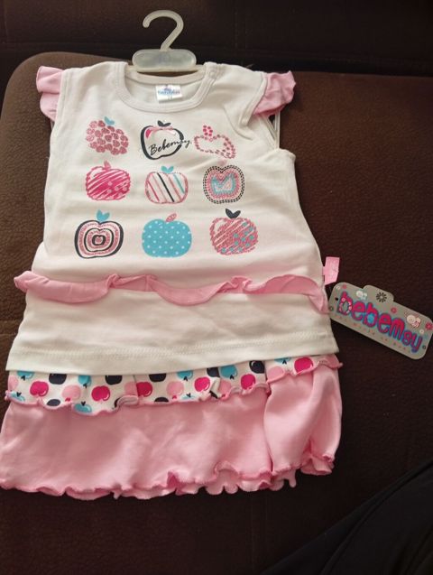Bebemsy körpə qız üçün dəst - Model: qolsuz açıq çəhrayı-ağ don — endirimli .yeni..baby shop