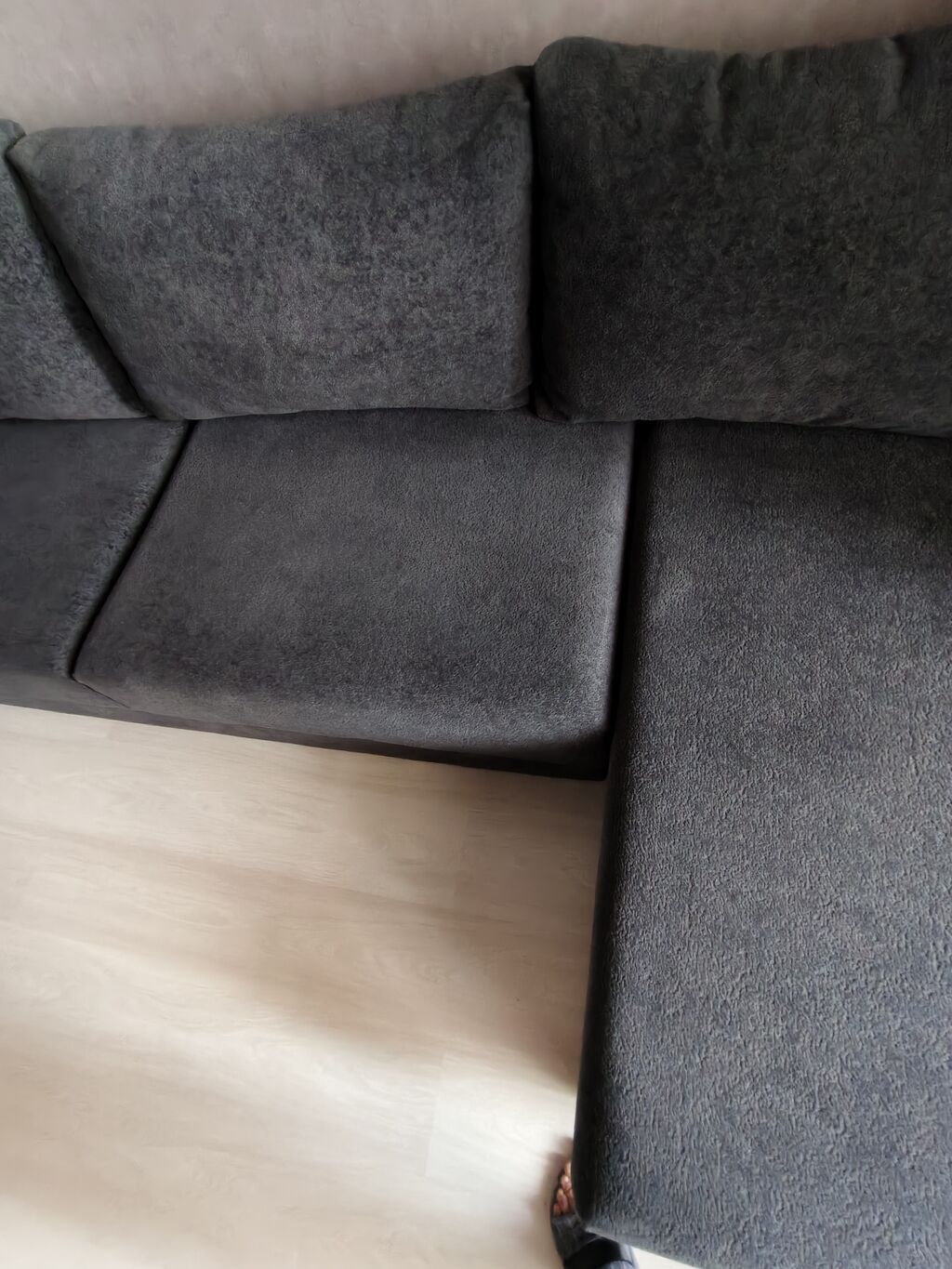 Künc divanı – sağ tərəf şezlonqlı, tünd boz rəng - Müasir minimal — Divanlər, Bakı (5)