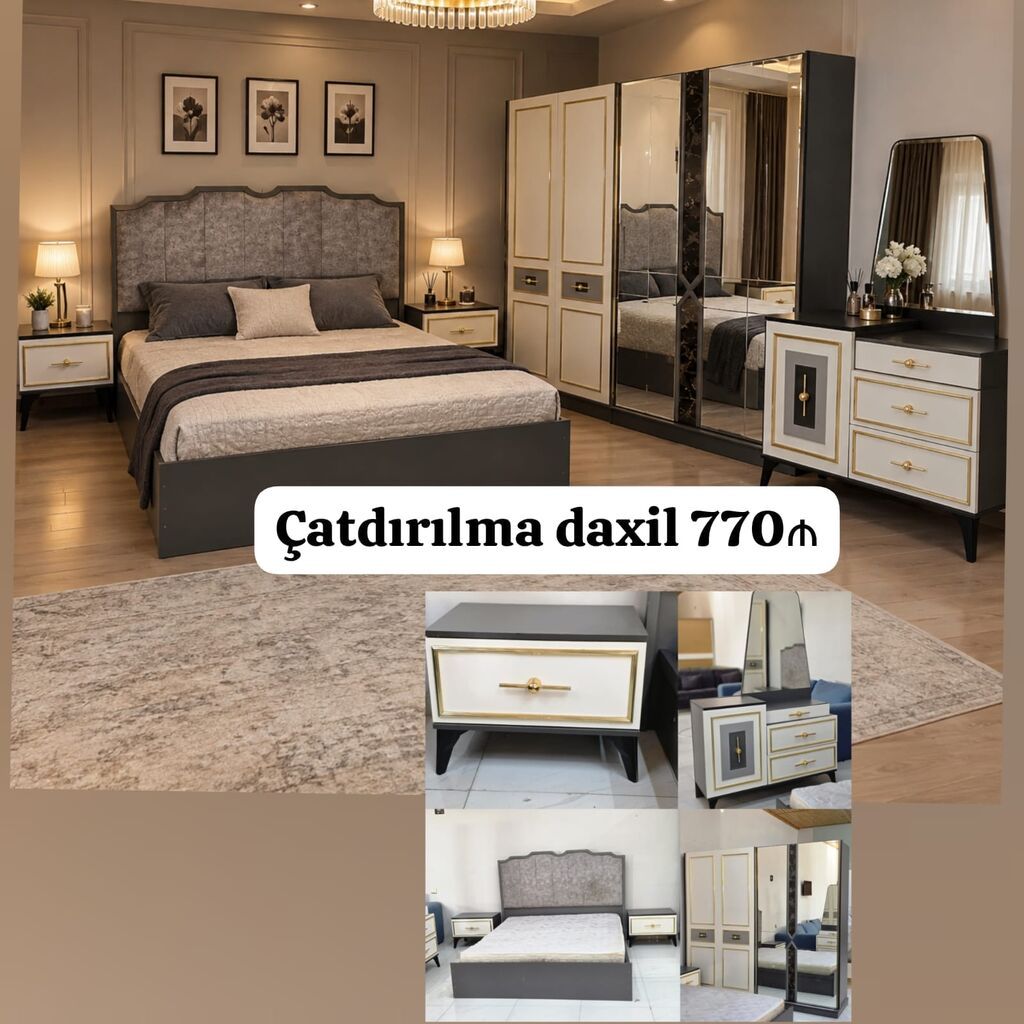 Yataq dəsti satılır çatdırılma daxil 770₼. matrası və bazası var.Ünvan — Yataq otağı mobilya dəstləri, Mehdiabad