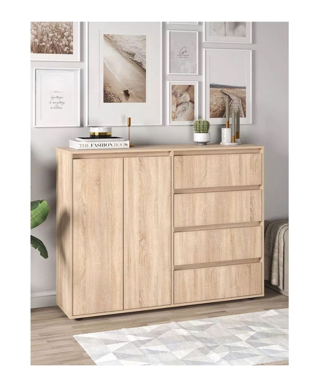 Komod Skand Big Sonoma, 108х39х140 sm, Ldsp, qəhvəyi — Mallar, Bakı